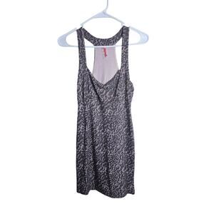 Free People Mini Dress Textured Leopard Gray Sleeveless Sz XS See Measurements